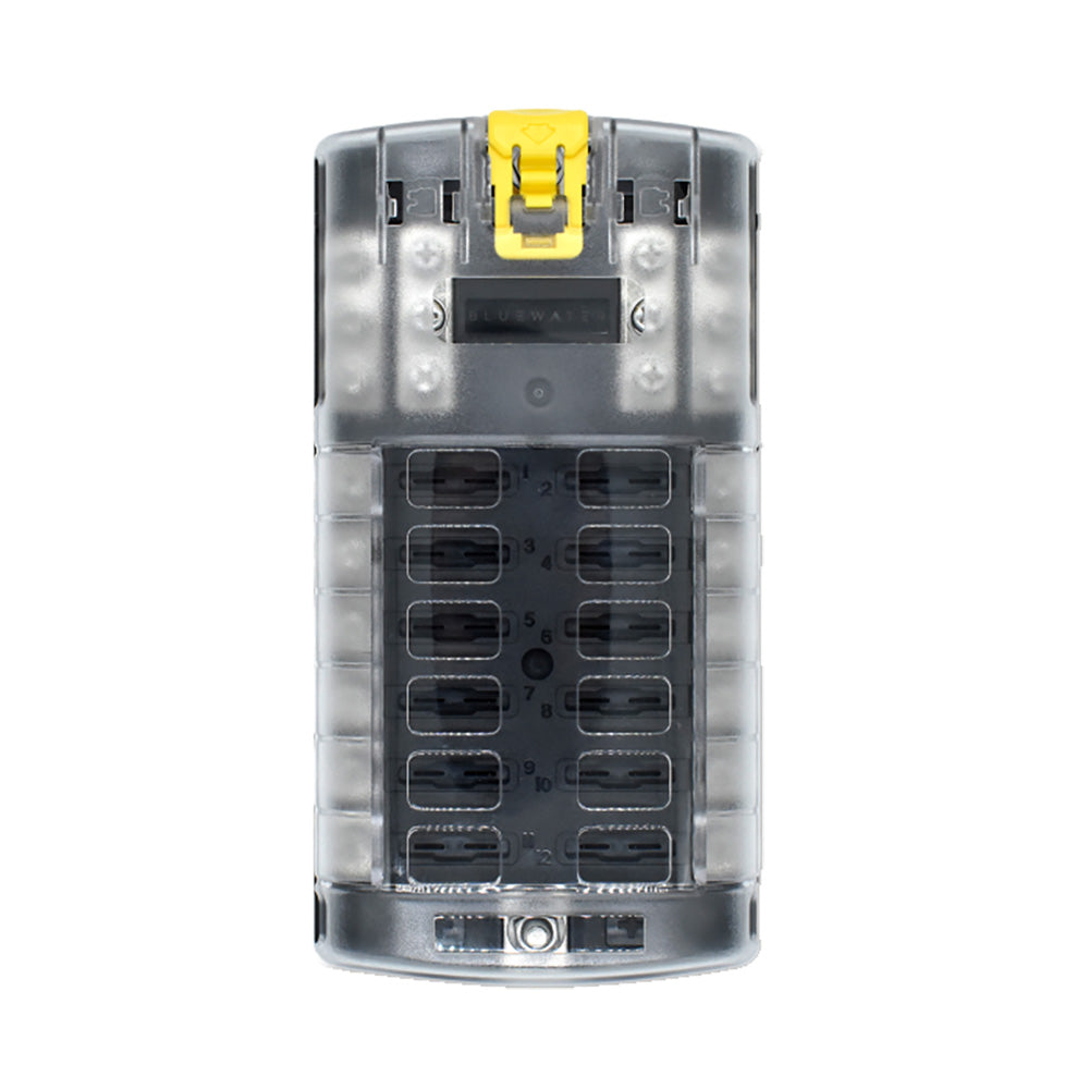 Bluewater 12 Position Fuse Block ATC wYellow Slide 32003003012