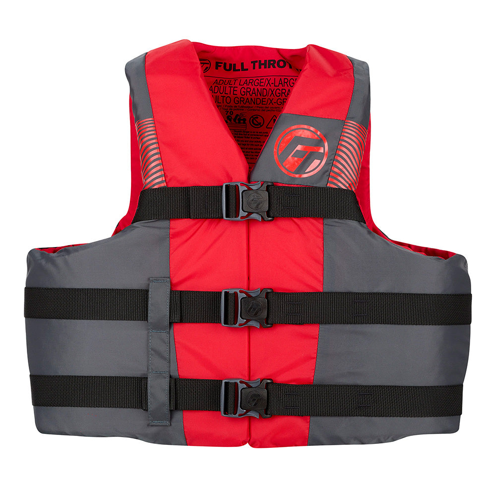 Full Throttle Adult Nylon Life Jacket  4X7X  RedBlack 11220010011026