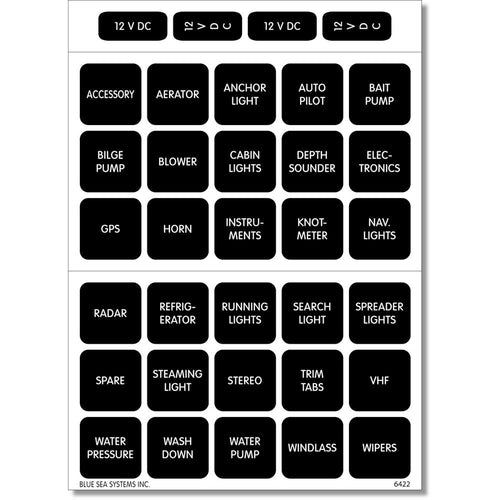 Blue Sea 4215 Square Format Label Set  30 4215