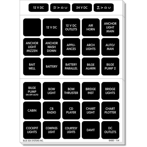 Blue Sea 4217 Square Format Label Set  120 4217