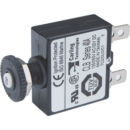 Blue Sea 7061 40A Push Button Thermal with Quick Connect Terminals 7061