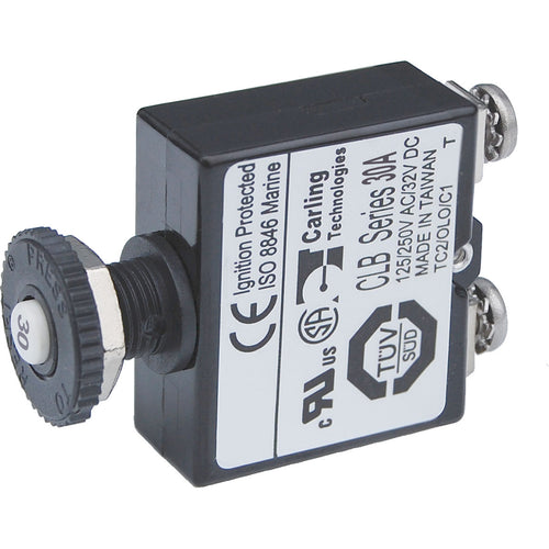 Blue Sea Push Button Reset Only Screw Terminal Circuit Breaker  30 Amps 2136
