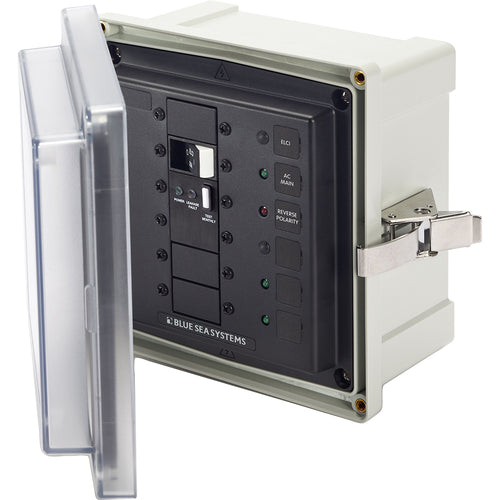Blue Sea 3118  SMS Panel Enclosure wELCI 50A and 2 Blanks  120V AC 3118