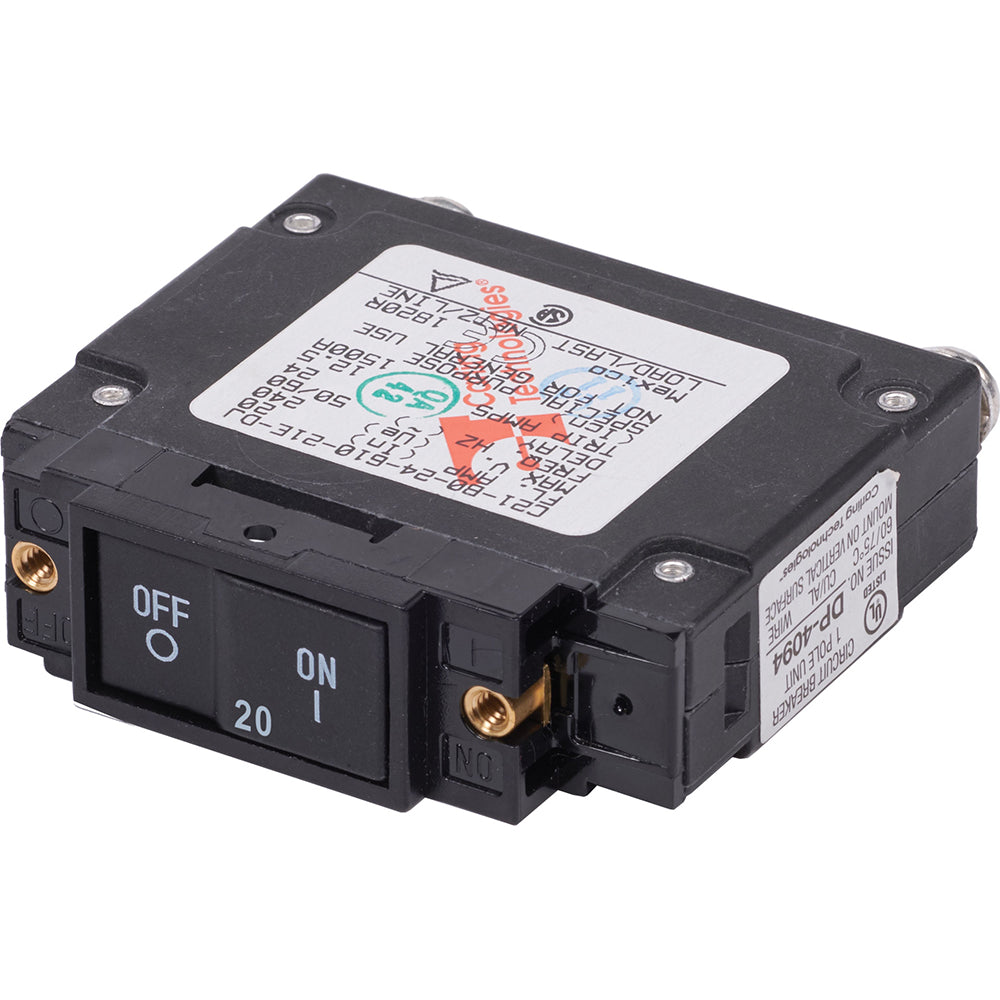 Blue Sea 7457 UL489 Circuit Breaker  20A Flat Rocker 7457