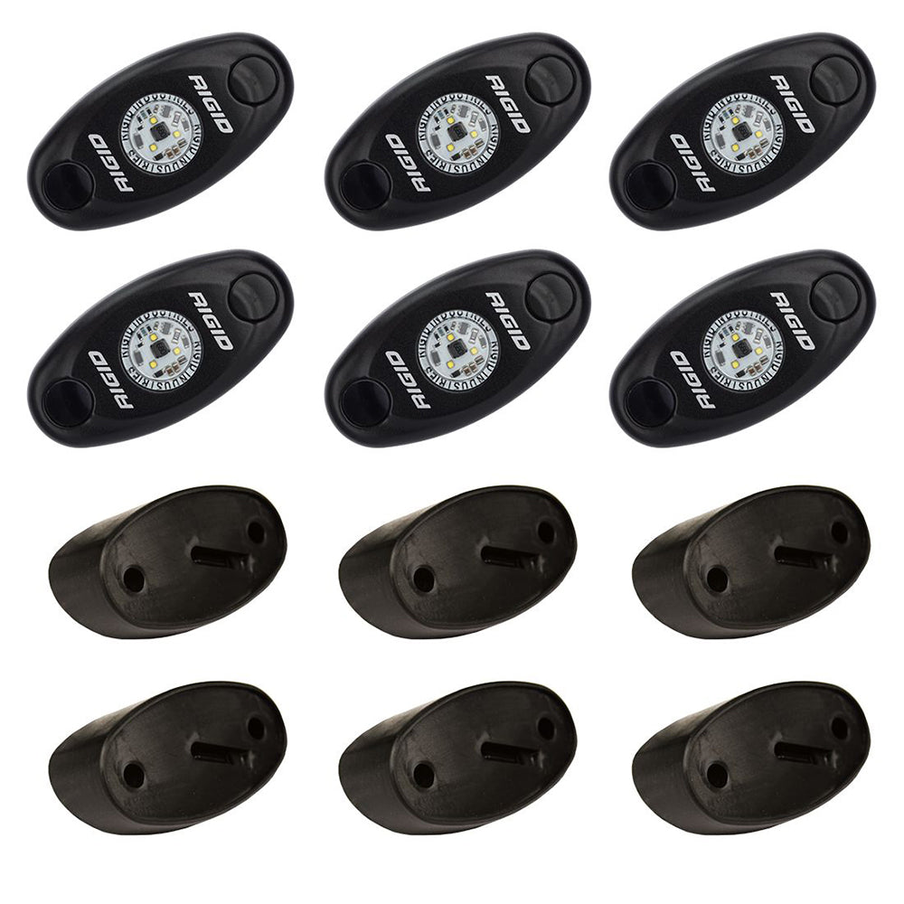 RIGID Industries ASeries Rock Light Kit  6 Blue Lights  Black 400283