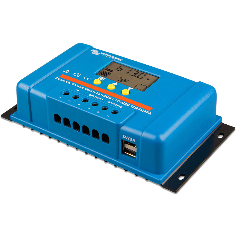 Victron BlueSolar PWM Charge Controller DUO LCD  USB Charge Control  1224VDC  20A SCC010020060
